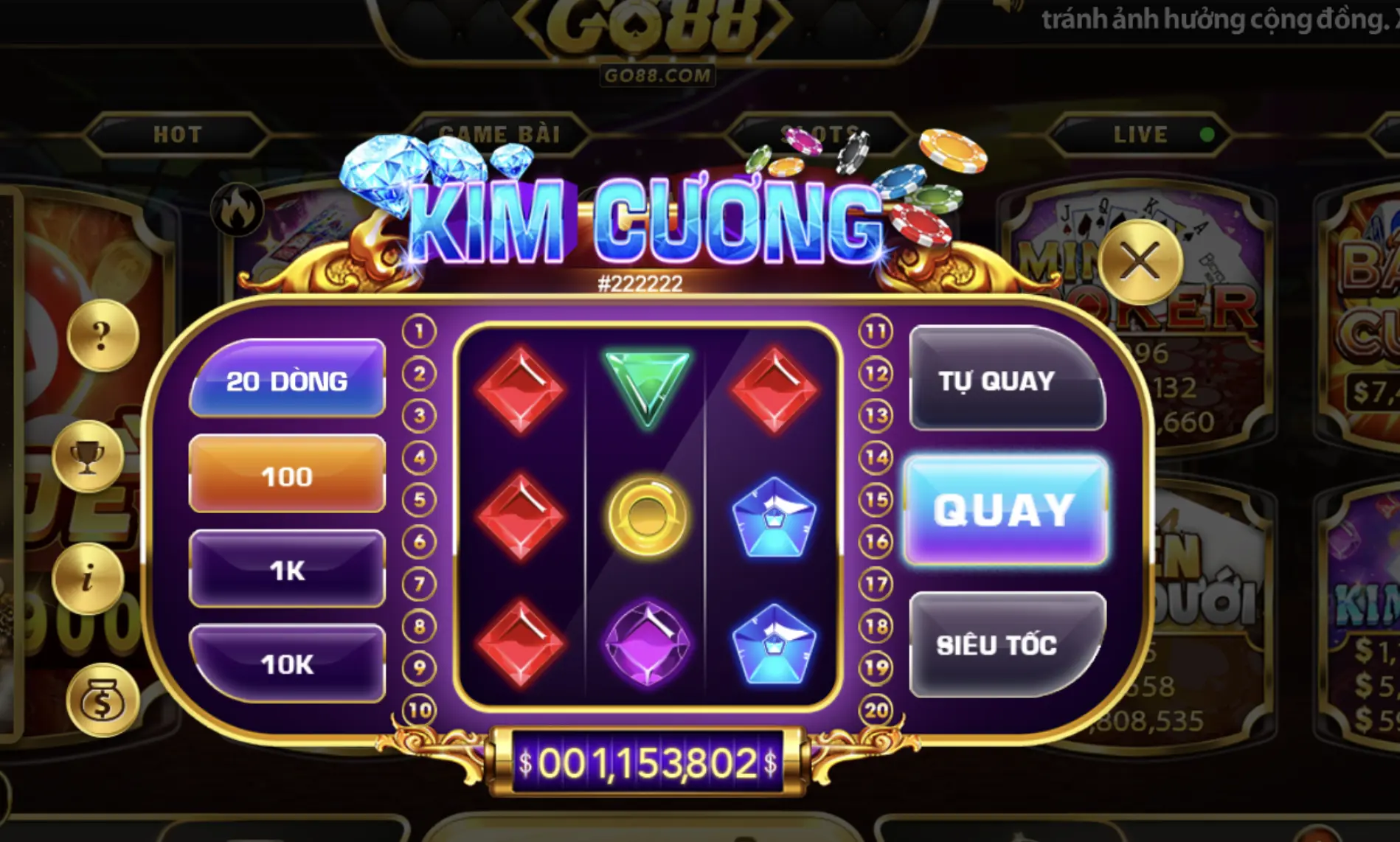 Kim cương trở thành tựa game lừng danh được săn đón nhiều nhất tại Go88 ios