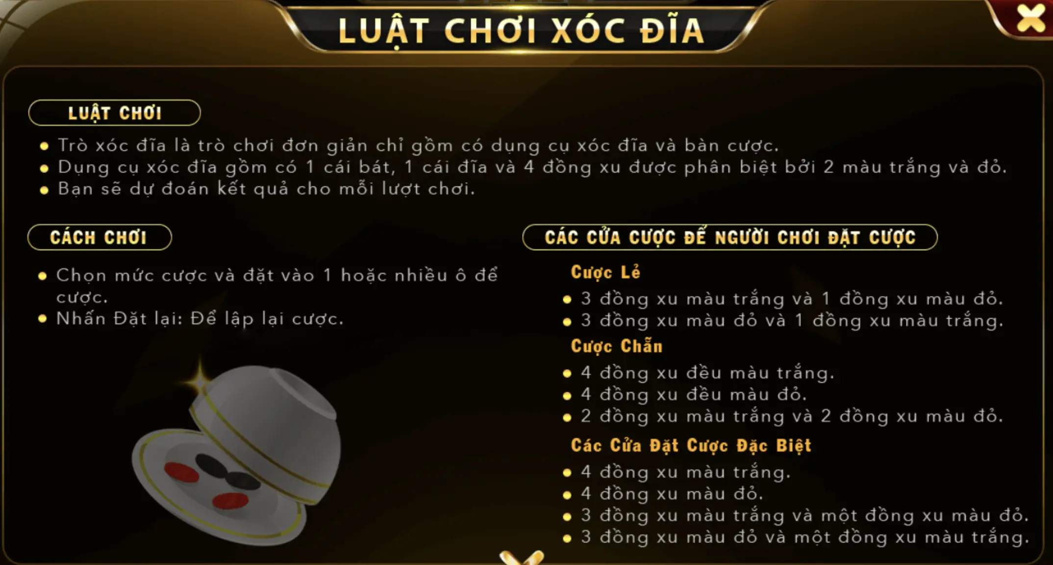 Xóc đĩa tại Go88 có đa dạng các cửa cược cho phép người chơi tham gia