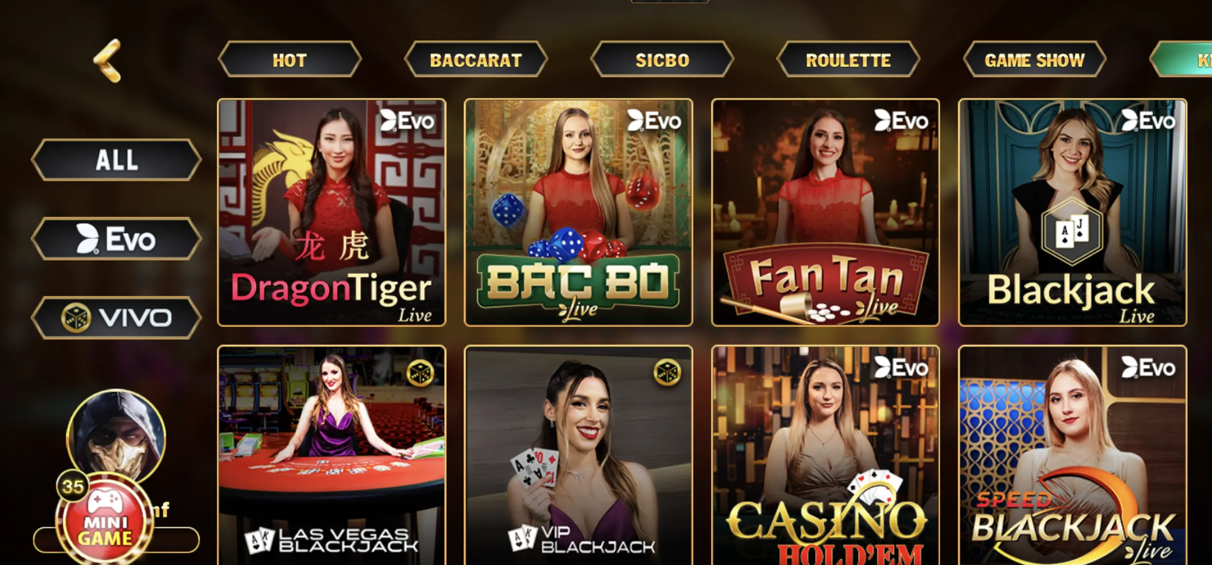 Bacbo là sự kết hợp hoàn hảo giữa Baccarat và Evolution