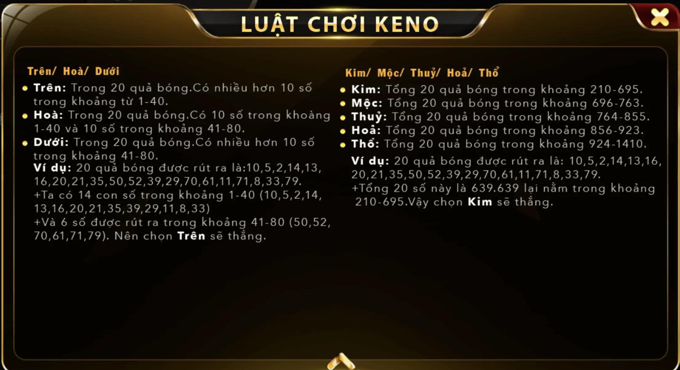 Tính điểm Keno Go 88 tuy theo từng trường hợp khác nhau