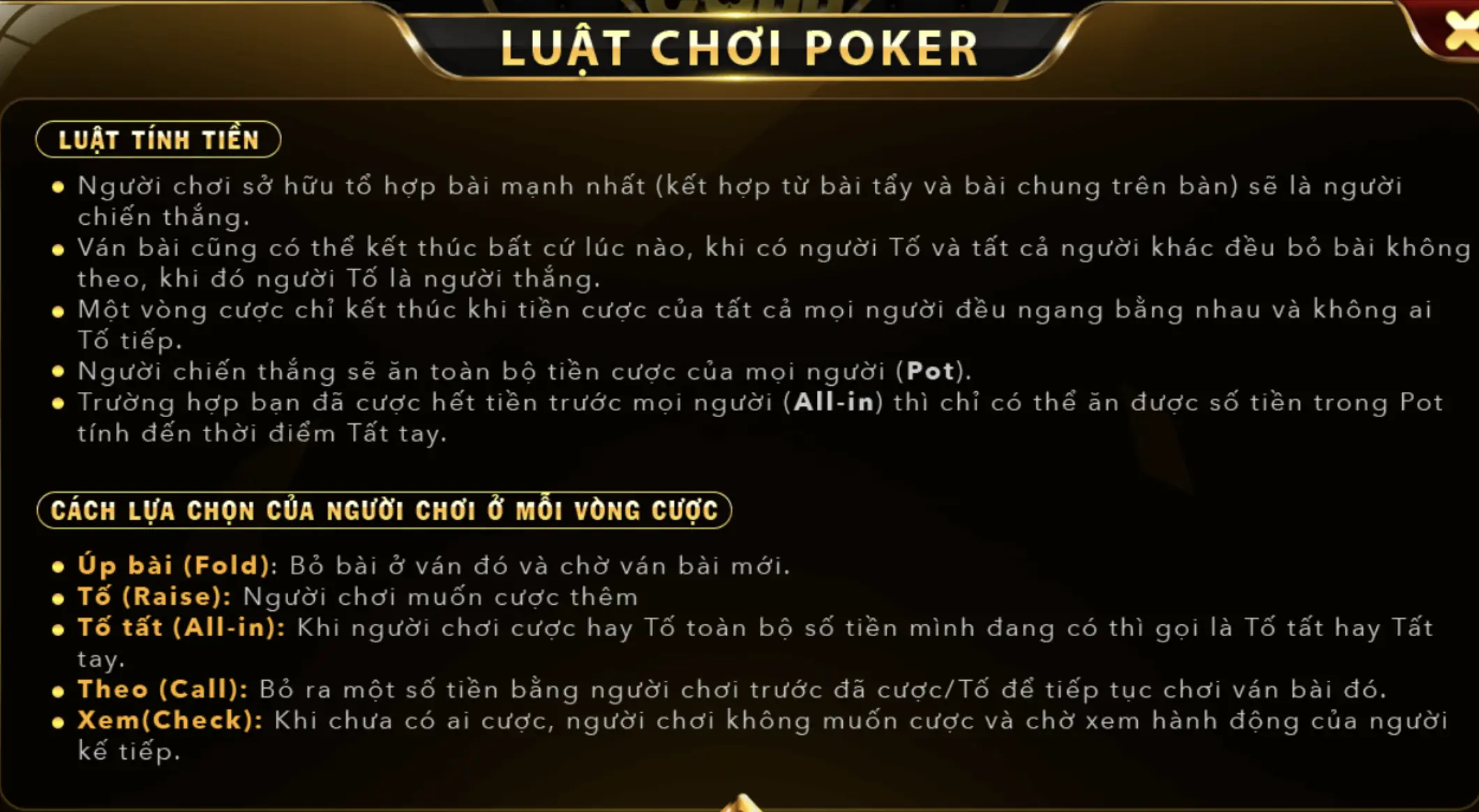 Poker sẽ được chia thành nhiều tổ hợp khác nhau khi tham gia 