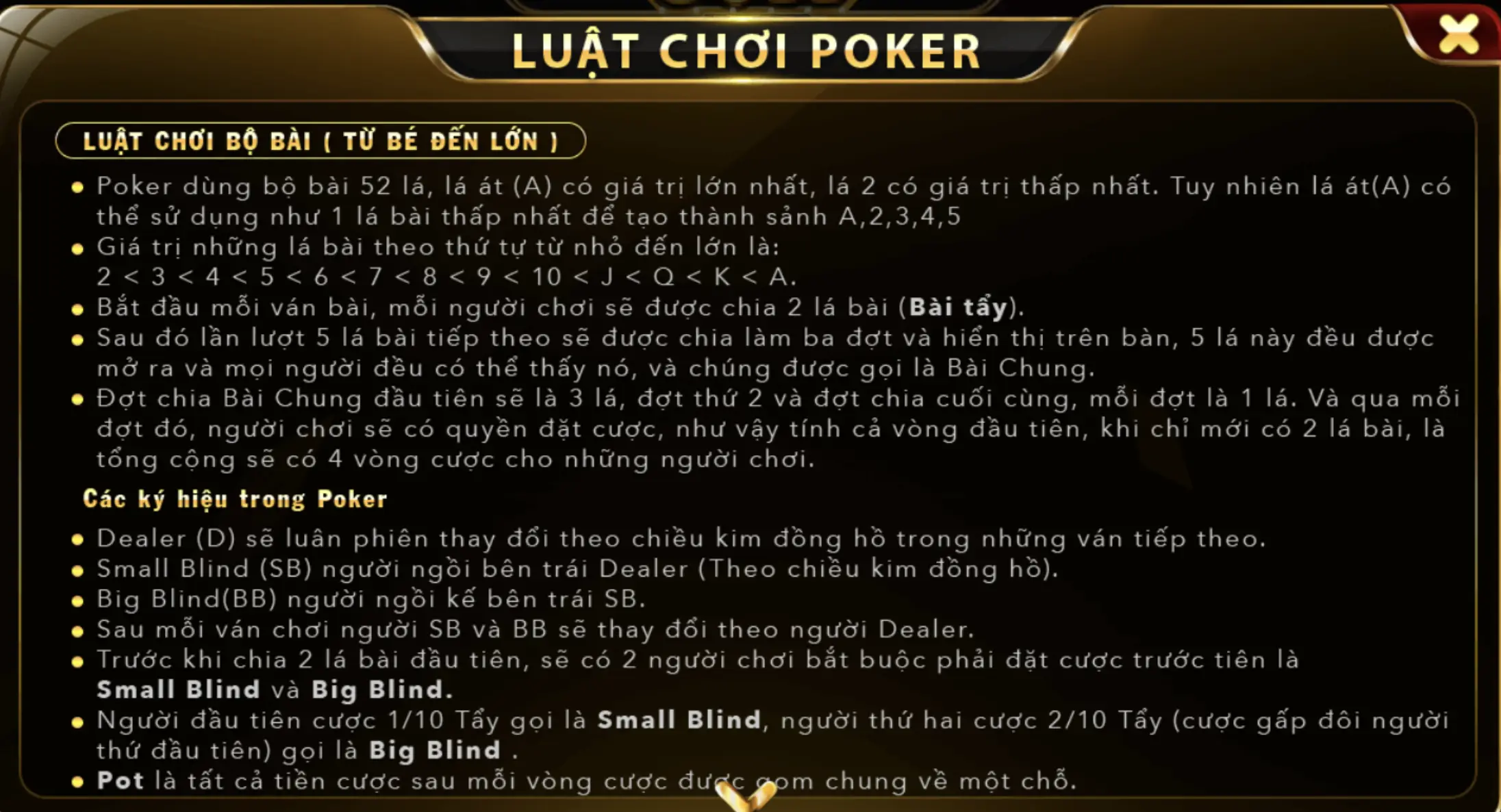 Luật chơi game Poker dễ dàng cho người mới tại Go88