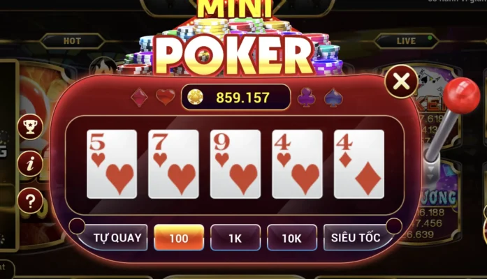 Giao diện Mini Poker dễ nhìn, đơn giản